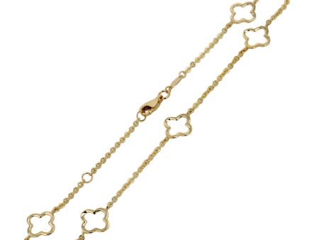 14K Yellow gold clover anklet-1110 For Cheap