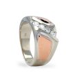 14K Two tone wedding band man ring 0.50CT diamonds-34529 Sale