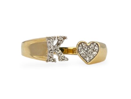 Yellow 14k k letter diamond ring Online Sale