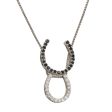 18k white gold solid lucky shoe horse diamonds necklace-11578 Cheap