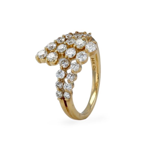 Yellow 14k gold bypass diamonds ring on Sale