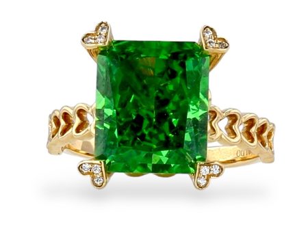 Yellow 14k heart green quartz lady ring Sale