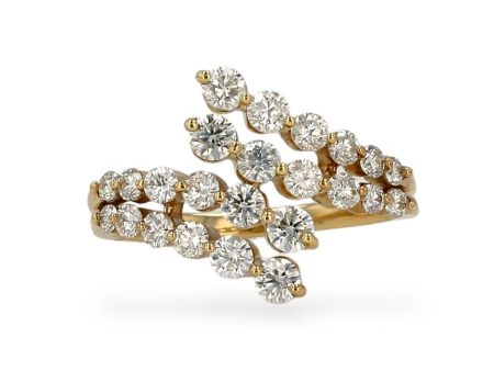 Yellow 14k gold bypass diamonds ring on Sale