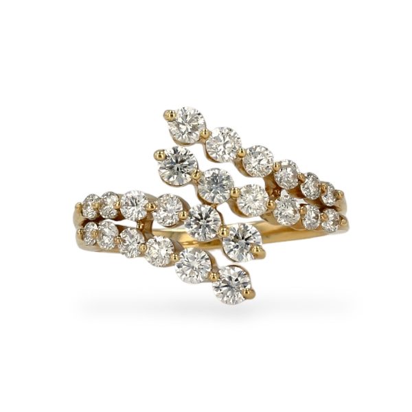 Yellow 14k gold bypass diamonds ring on Sale