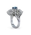 White 14k gold petals diamonds center stone blue diamonds For Cheap