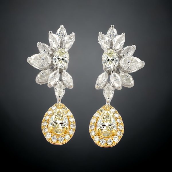 White 14k gold drop tear diamond earrings Online now