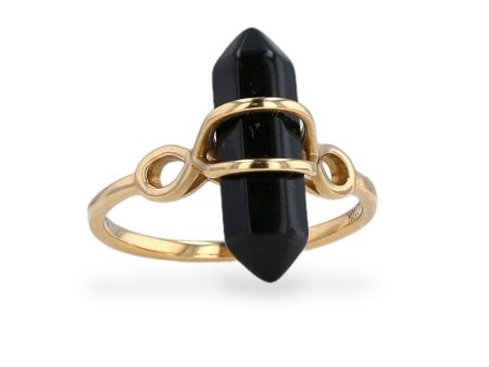 Yellow 10k gold deco onyx ring -227760 Online now